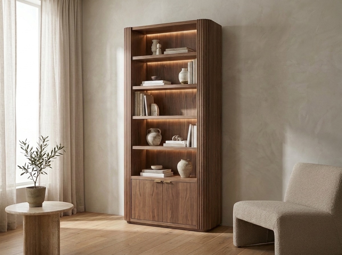 Halsey Fluted Bookcase Tower