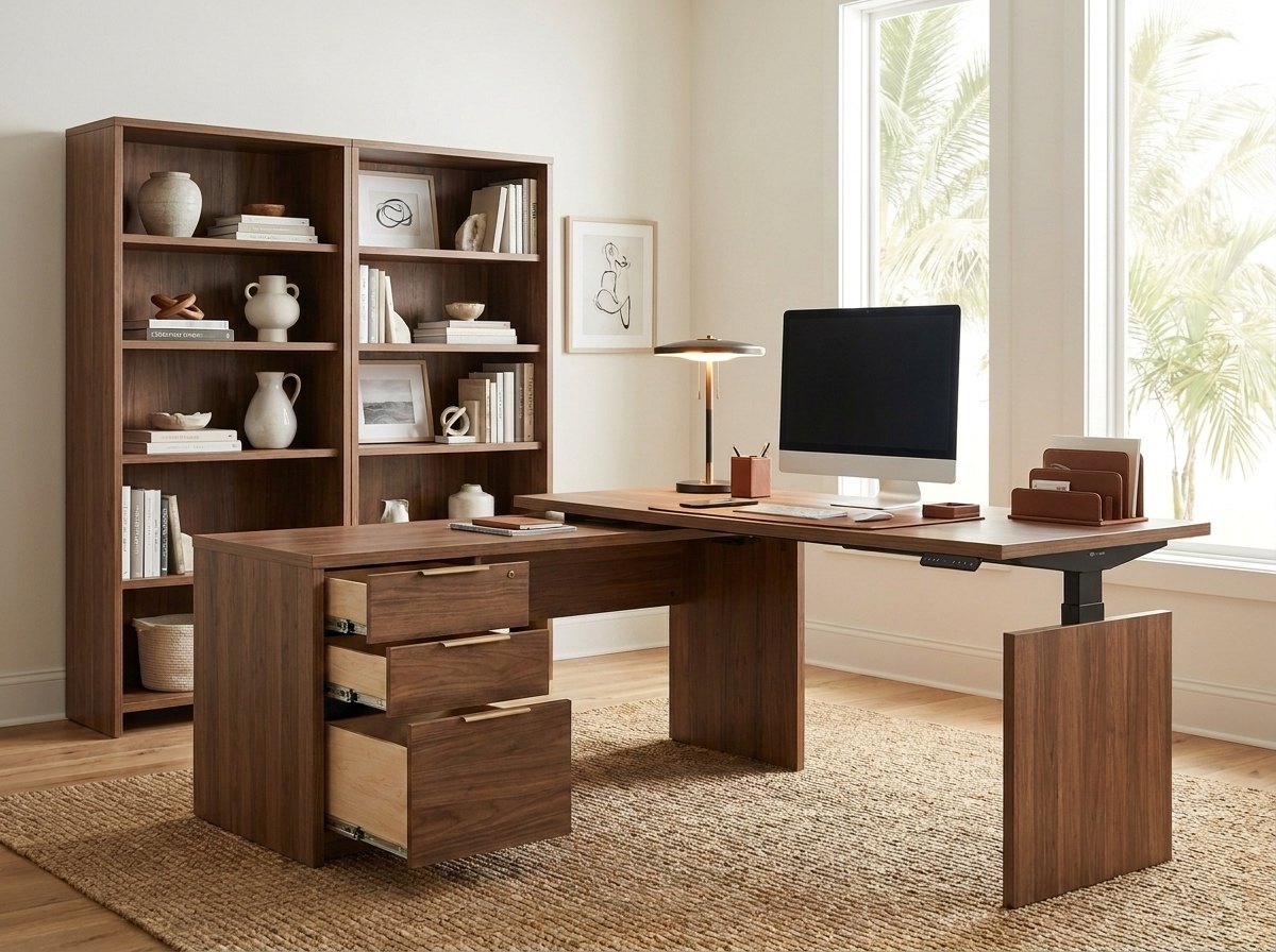 Vertex L-Standing Desk + Bookcase — view 2